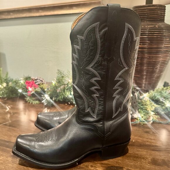 EL Dorado Handmade Vanquished Calf Boots Square Toe Sz 11 1/2 EW Black Leather - Picture 11 of 11